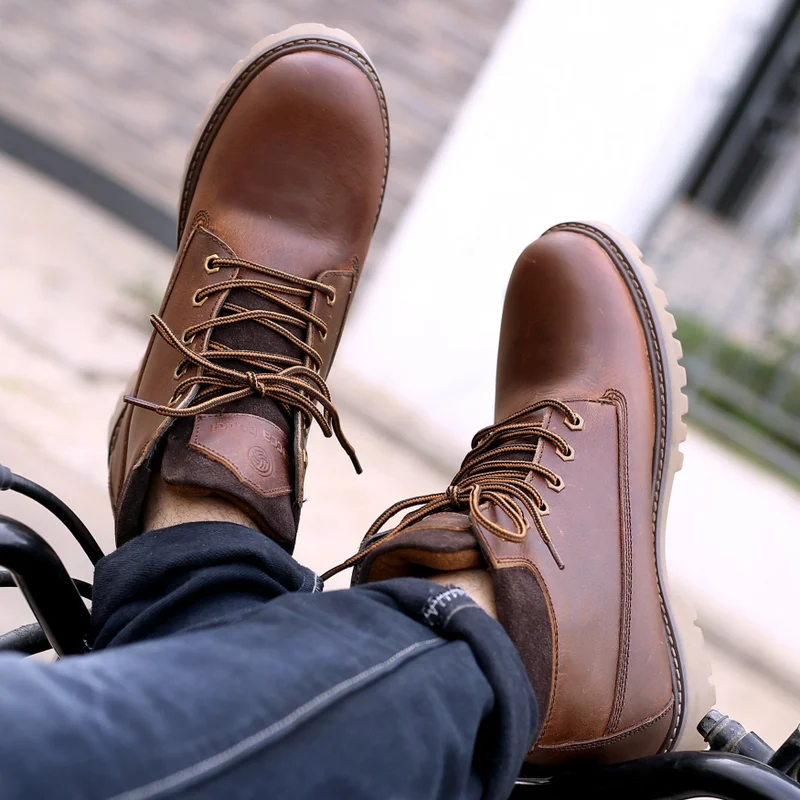 Bacca Bucci Brown Bullet Splash Proof Leather Boots for Biking & Hiking for Men | Best Price UAE